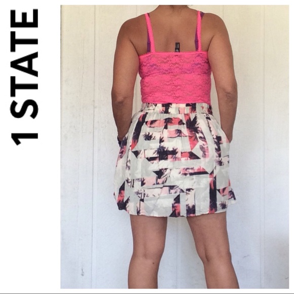 1 STATE PALM TREE PRINT A LINE SKIRT MEDIUM - Picture 3 of 8